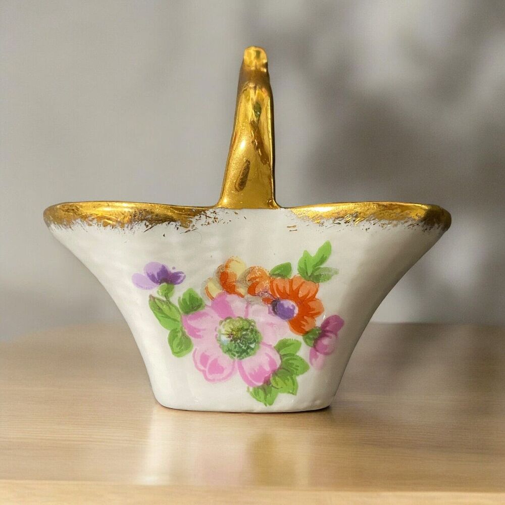 Vintage Limoges Porcelain Flower Garden Basket Doll House Porcelaine d' Art - Picture 2 of 14